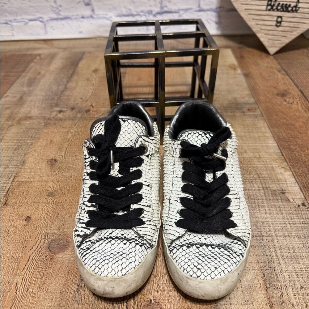 Zadig & Voltaire White Leather Snakeskin Sneakers shoes EU 38 US 7 WOMENS - Picture 6 of 16